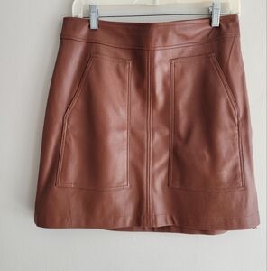 LOFT Brown Faux Leather Mini Skirt